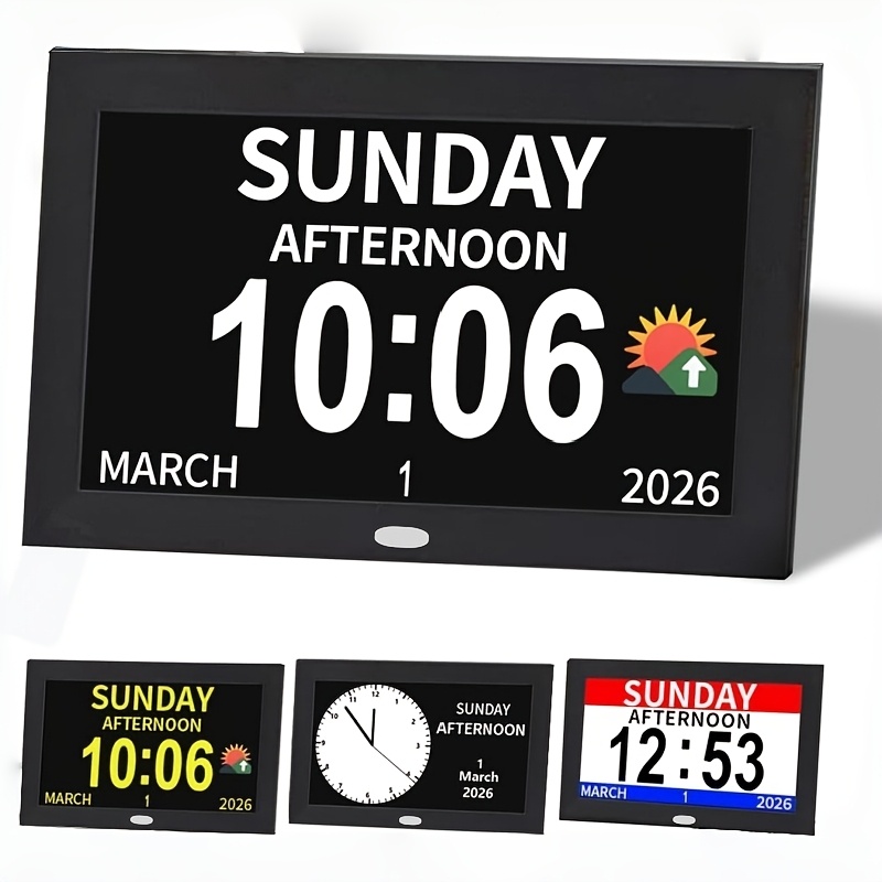 Image of 10.1-inch Digital Clock With Date Display, Suitable For Elderly 's Patients, Multiple Alarms And Medication Reminders, 3 Display , Large Font Digital Alarm Clock, Age