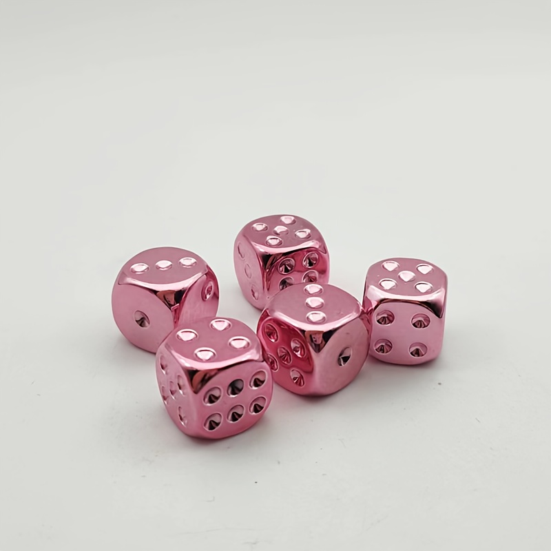 

5pcs Acrylic Plastic Gold Plated Pink 16mm D6 Dice - Party Games, Tabletop Toys, Club Table Games, Family , Casual Board Games, Entertainment Accessories