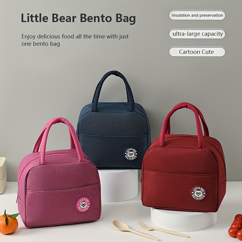 

Lightweight Lunch Zipper Storage Handbag, Portable Versatile Bento Satchel Bag For Women's Work & Outdoor Picnic