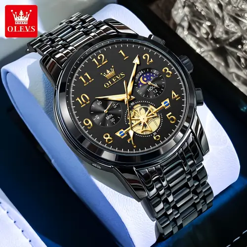 high quality luxury business quartz watch for men original moon phase multifunction luminous casual fashion wrist watch men