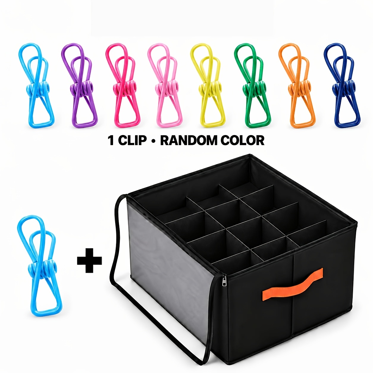 TEMU Ensemble aléatoire de boîte de rangement pliable pour chaussures sous le lit et clips, grande , lavable, en tissu Oxford anti-poussière avec