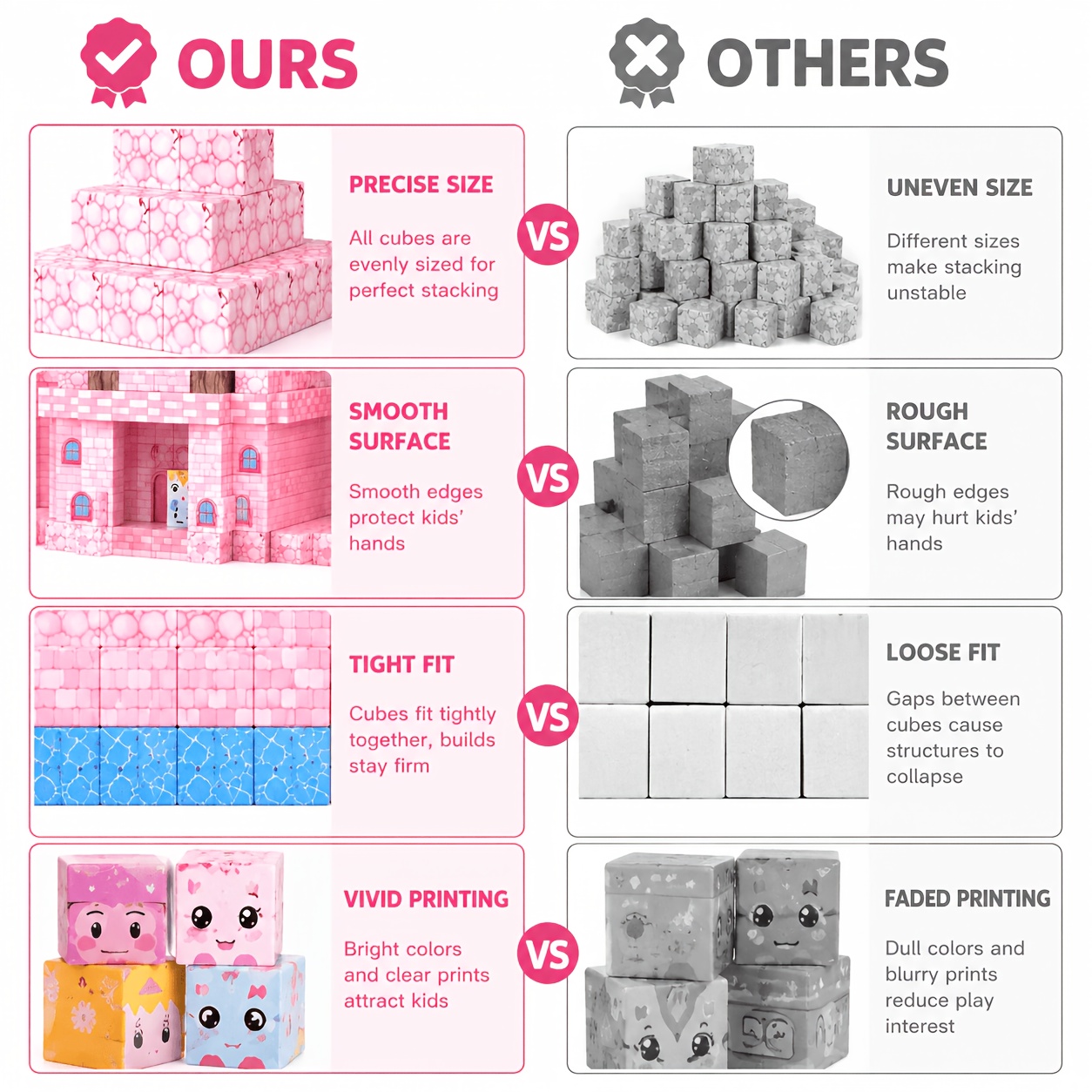 Pink 128pcs Magnetic Building Blocks, ABS Magnetic Bricks