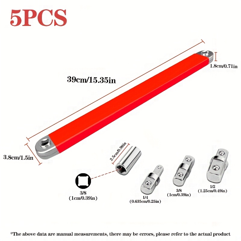 heavy duty 15 inch pre offset extended wrench set with 4 adapters 1 4 3 8 1 2 3 8 drive and non rotating lever ratchet wrench high carbon sae socket wrench tool suitable for automotive maintenance narrow spaces   Product details 2
