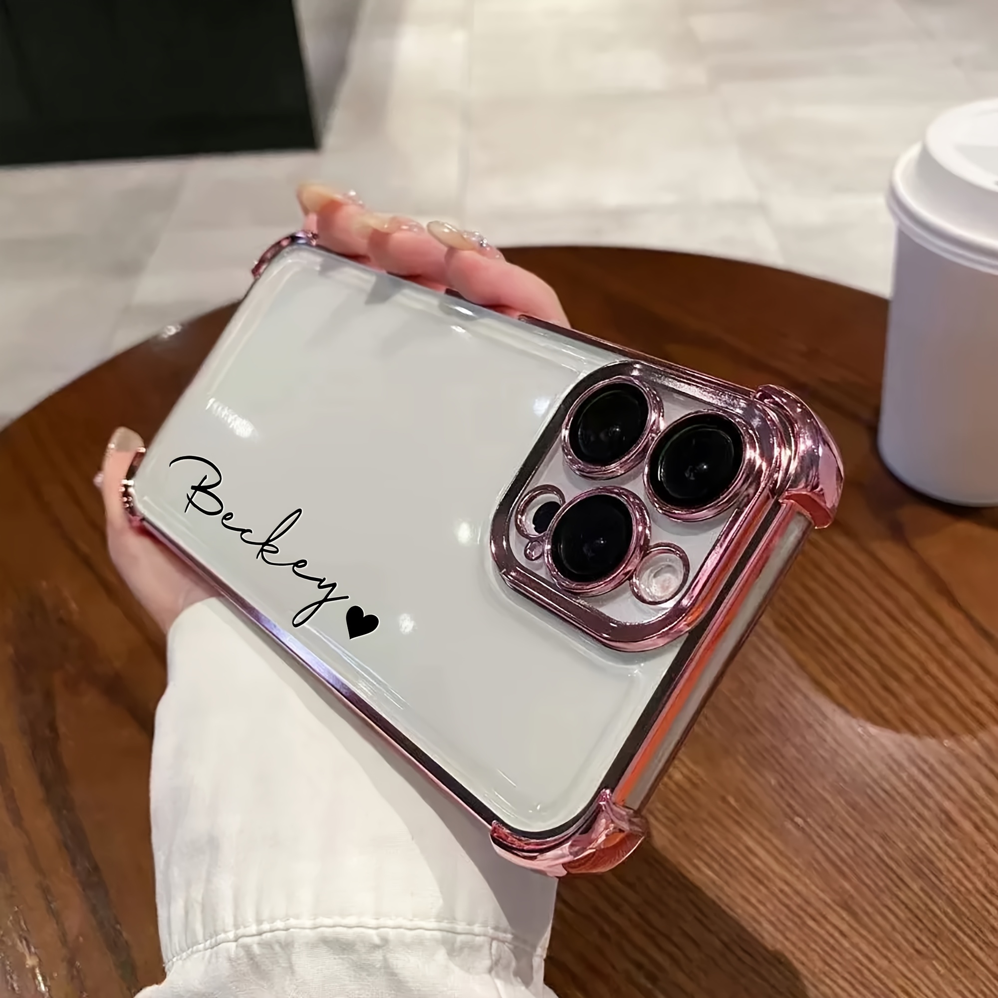 TEMU Personalized Custom Name Phone Case Compatible With Iphone17 16 15 14 13 12 11pro Max16 15 14 Plus. Built-in Lens Cover Protection. Four-corner
