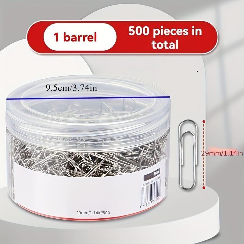Image of 500pcs Pack Stainless Steel Paper Clips - Heavy-duty Thickened Anti-rust Metal Fasteners For Office, School, And Home Use - Durable & Corrosion-resistant