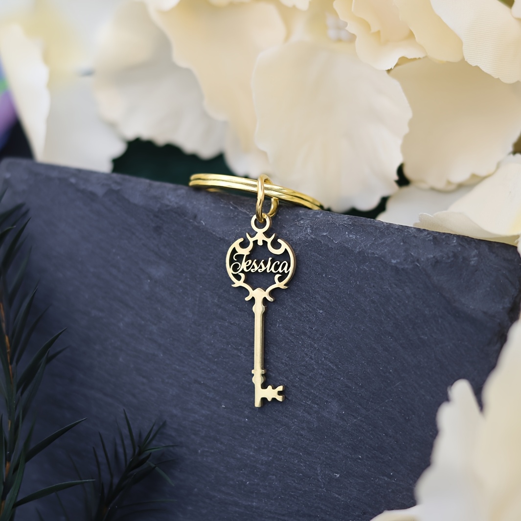TEMU Custom Name Keychain Personalized Stainless Shaped Keychains For Women Men Customized Nameplate Keyring Housewarming Gifts