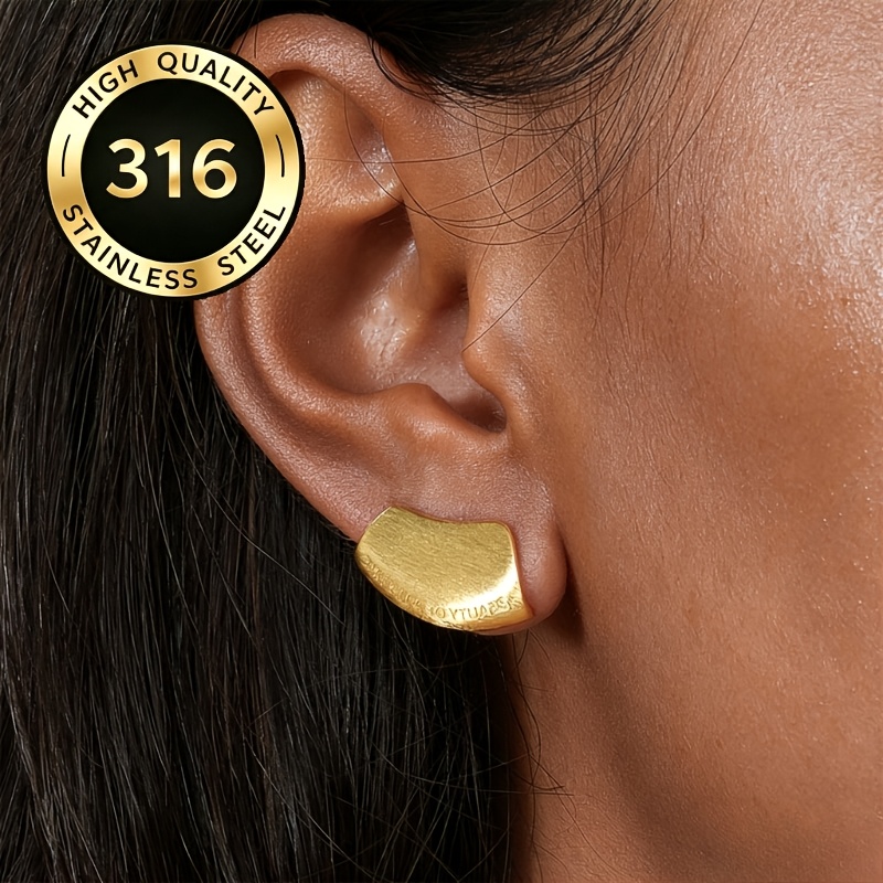 TEMU 1 Paire de Boucles d'Oreilles en Acier Inoxydable 316L Brossé Premium Tendance avec Lettre Personnalisée