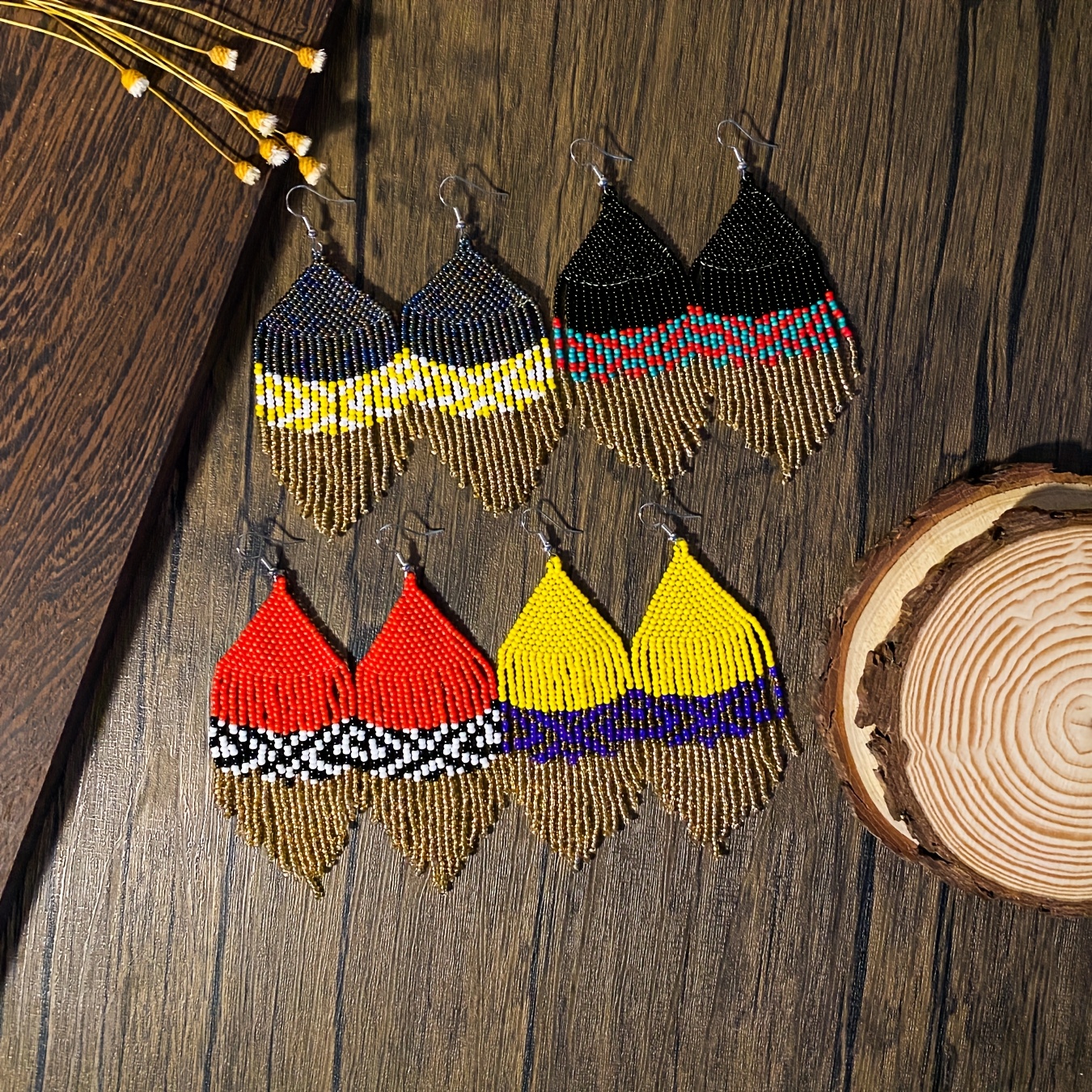 Women's Retro Geometric Bead Dangle Earrings