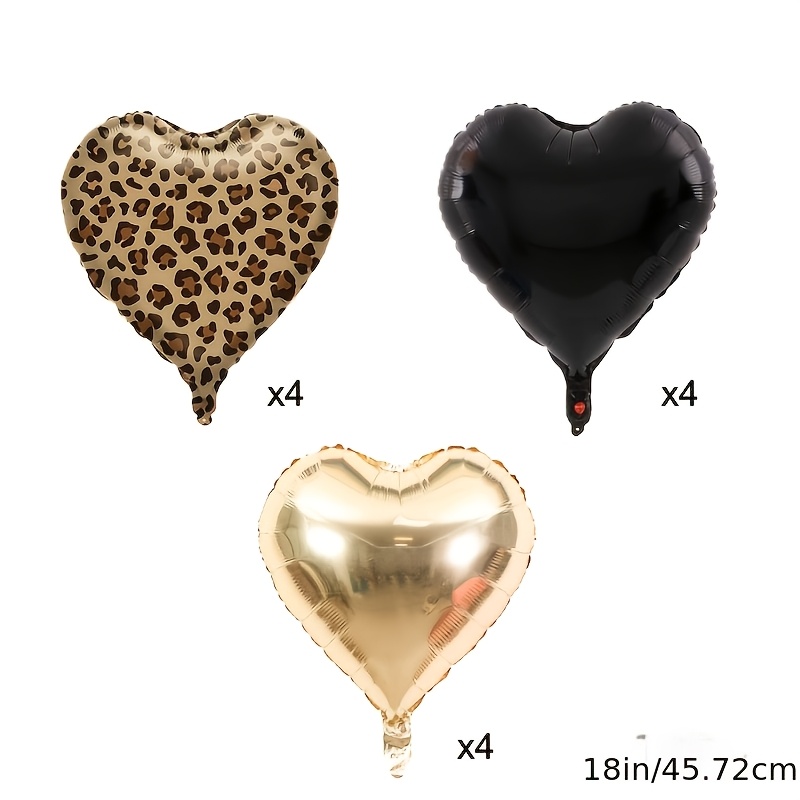 TEMU 12pcs 18-inch Leopard Print Black And Light Film Balloons - 4 Each Of Leopard Print, Black, And Light , Perfect For Birthday Parties,