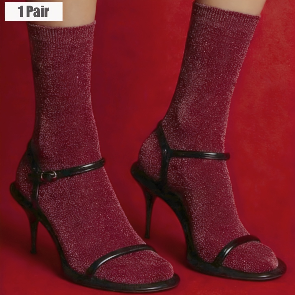 TEMU 1 Calzini al Polpaccio Estivi da Donna con Filo Argentato, Sexy, Affascinanti, , Qualit� e Scintillanti, Sensazione Premium