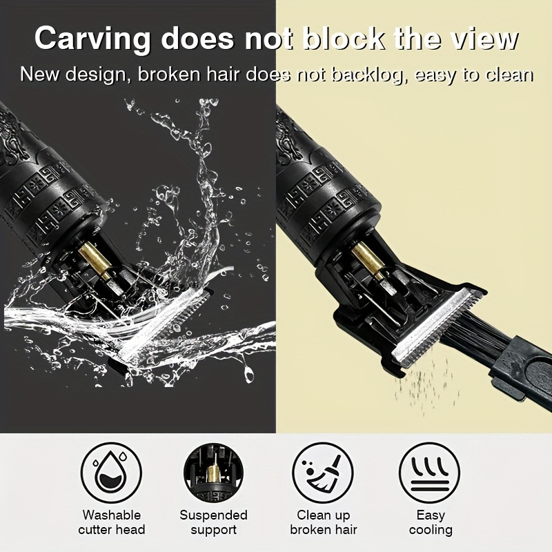 Retro Carved Electric Hair Clipper, Body Hair Trimmer, Compact And Portable Design, Shaver with USB Charging Cable, Suitable for Travel.