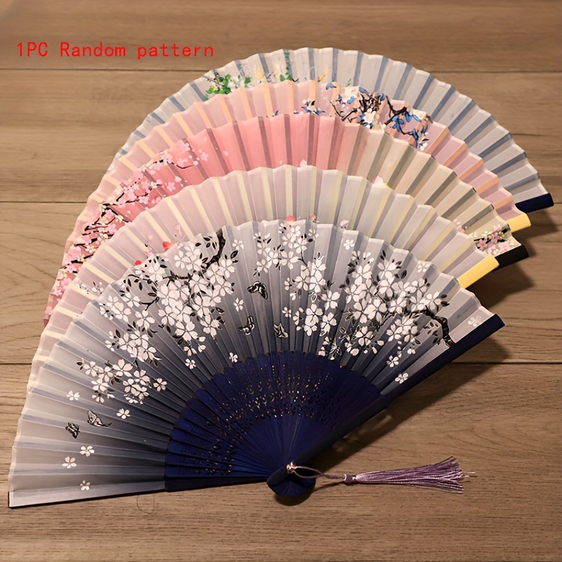 Image of Fan, Vintage Folding Fan, Bamboo Fan, Disco Fan, Chinese Style Costume Fan, Dance Fan, Can Cover Face And Fan Wind