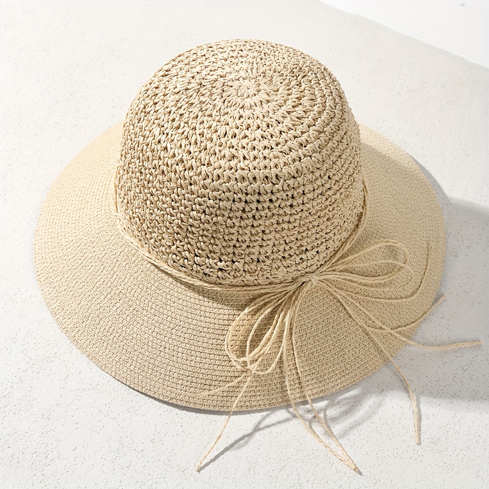1pc Sun Hats Men Women Wide Brim Handmade Straw Beach Hat