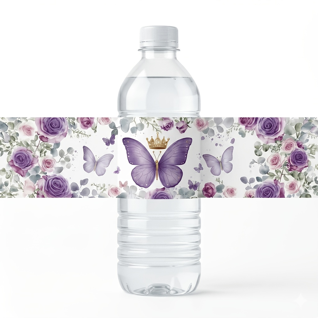 TEMU Lot de 40 autocollants pour bouteille d'eau sur le thème des papillons, autocollants de fête, autocollants d'anniversaire, autocollants pour