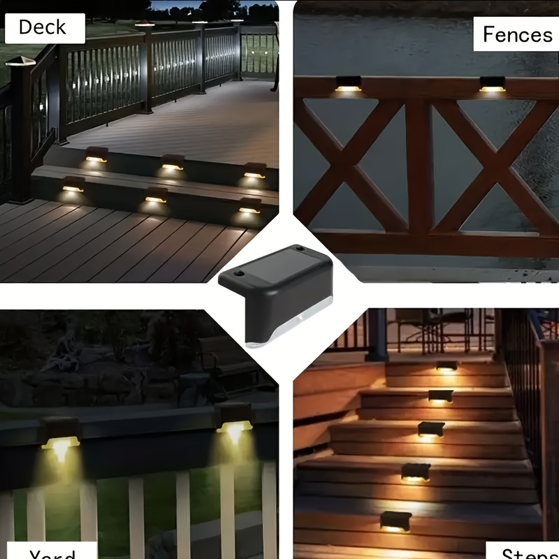 12pcs solar deck light set, solar fence light, solar outdoor staircase light, marine internal deck lighting, used for deck fence railing,  , staircase courtyard, without battery details 2