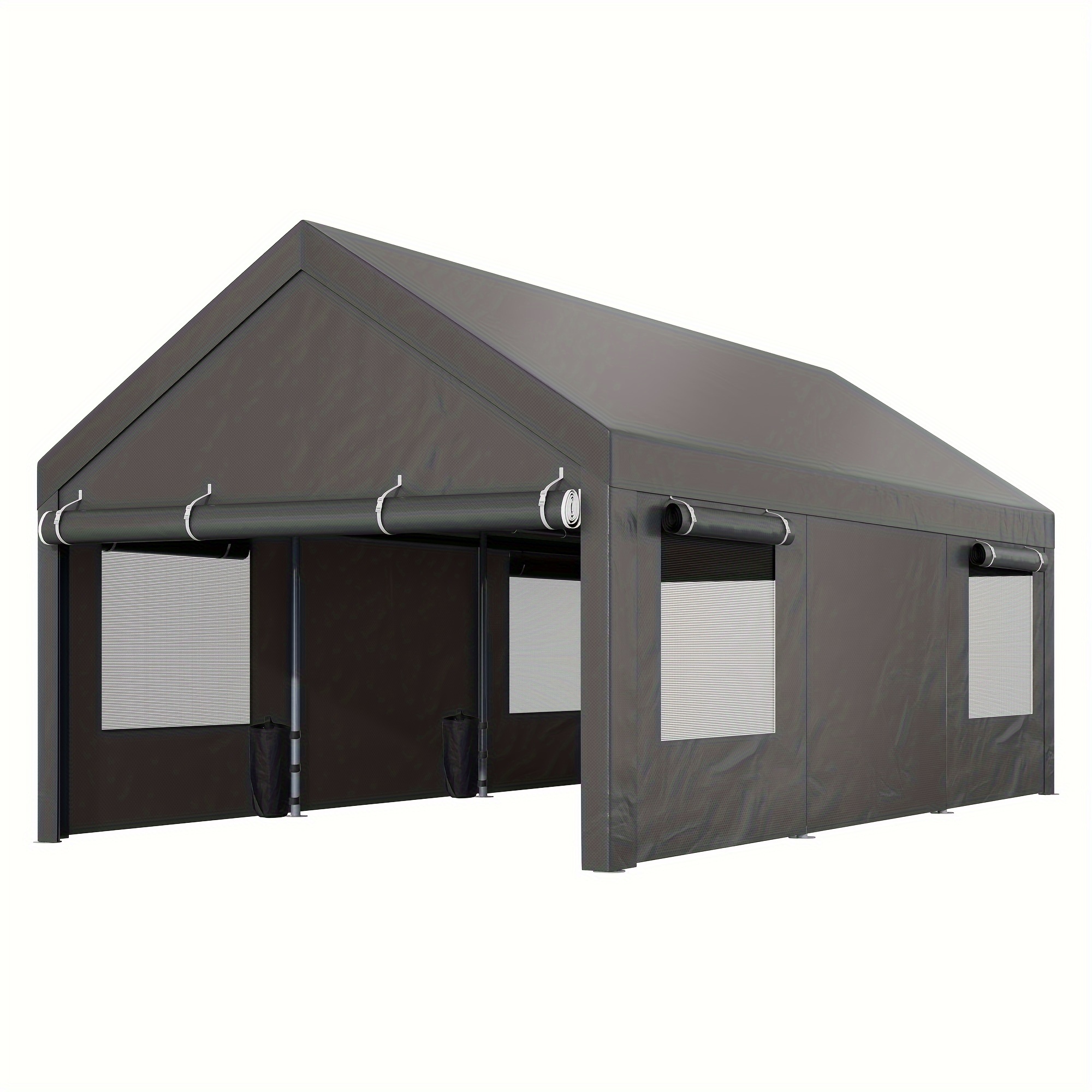 

Vongrasig 10x18.5ft Heavy Duty Carport With Sandbag, Portable Garage With Removable Sidewalls, Doors And Ventilated Windows, Uv Resistant Waterproof Carport Canopy For Outdoor