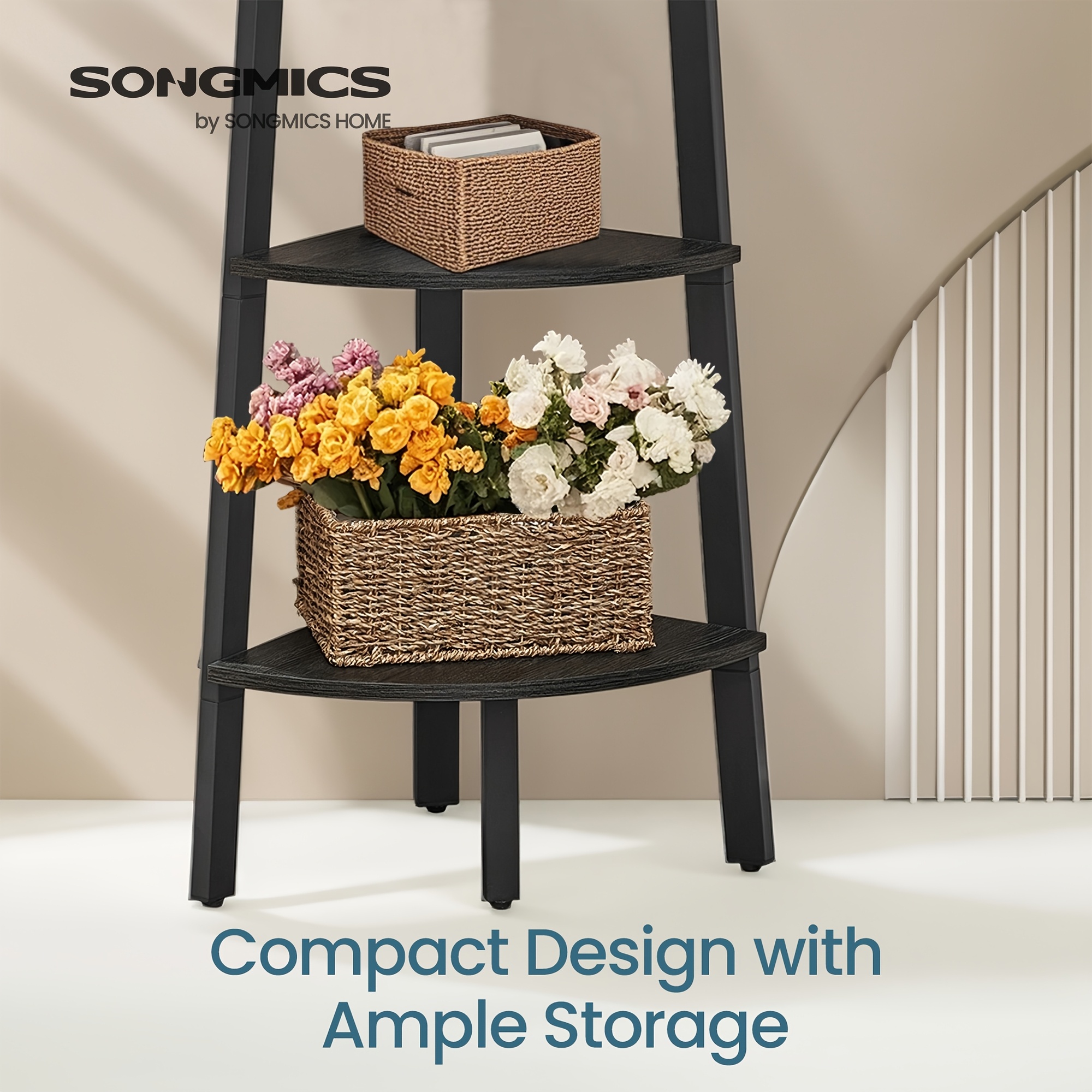 5-Tier Industrial Ladder Bookcase with Metal Frame