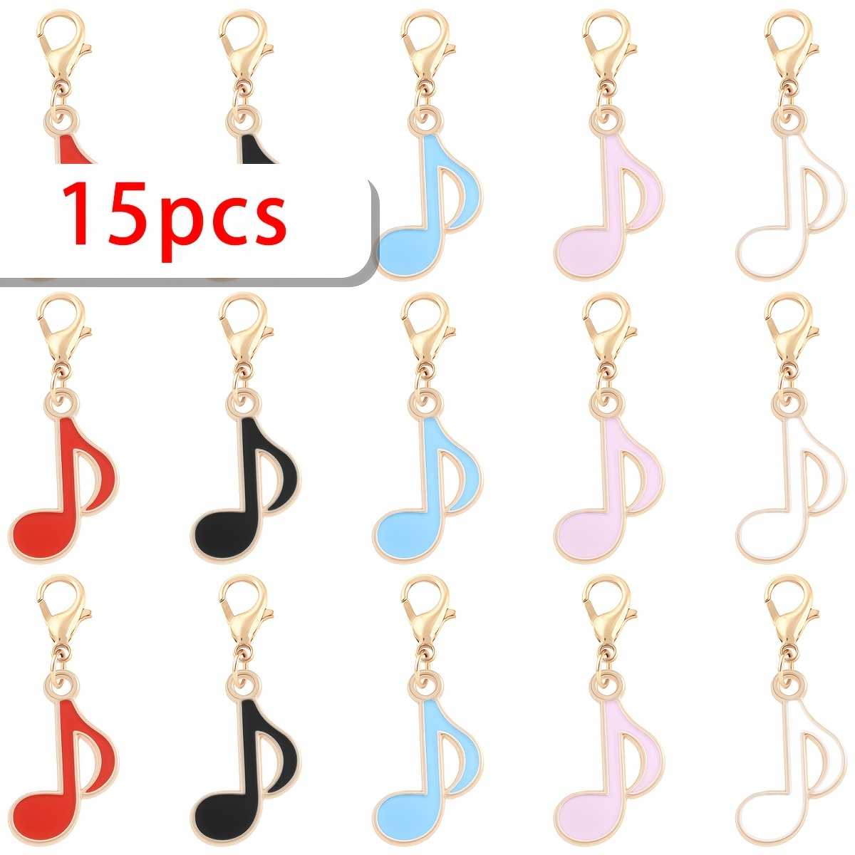 TEMU 15 pz Ciondoli a Forma di Nota in di di Colori Assortiti con Moschettoni a , Adatti per Creazioni , Portachiavi Fai da Te e Accessori per