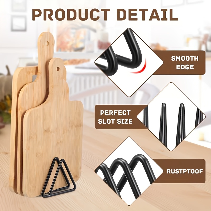TEMU Support de planche à découper robuste en métal - Support triangulaire pour planches avec étagère de rangement encombrante pour armoire/comptoir