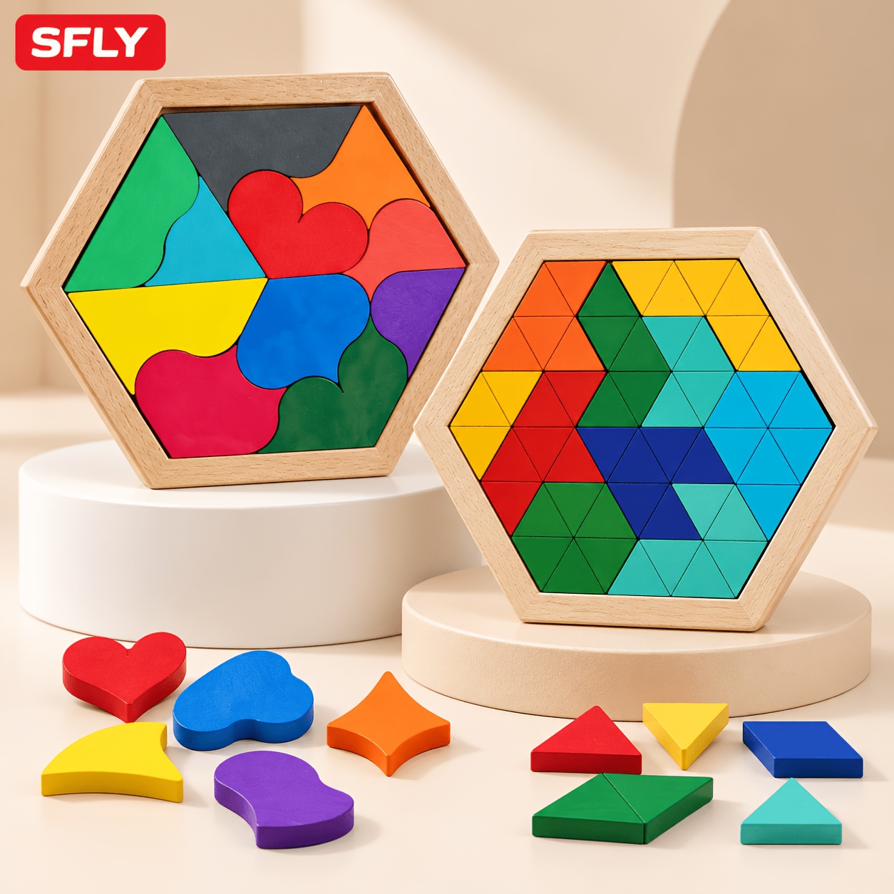 Wooden Pattern Set, Geometric Shape Puzzle