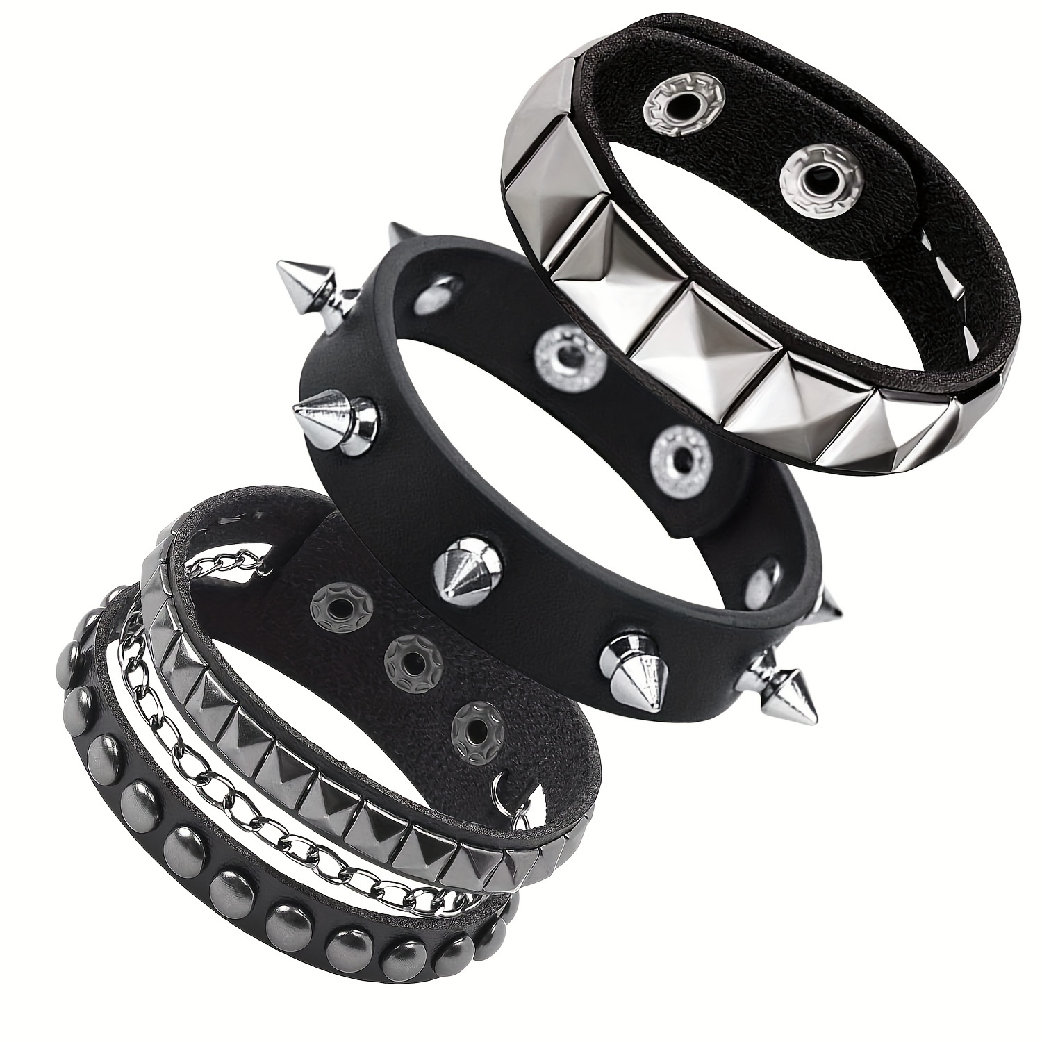 punk rock stud bracelet set spiked cuff bracelet men 80s - Temu