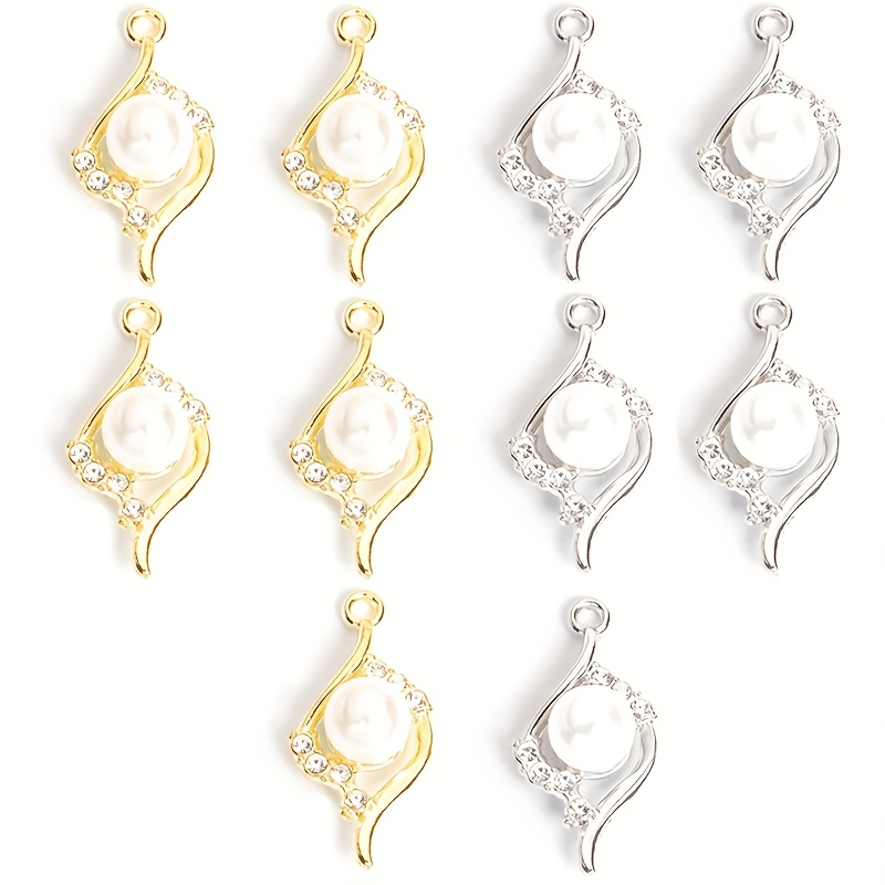 TEMU Set de 10 dijes geométricos versátiles con de perlas y diamantes de , perfectos para crear joyas elegantes como collares y aretes con un de lujo