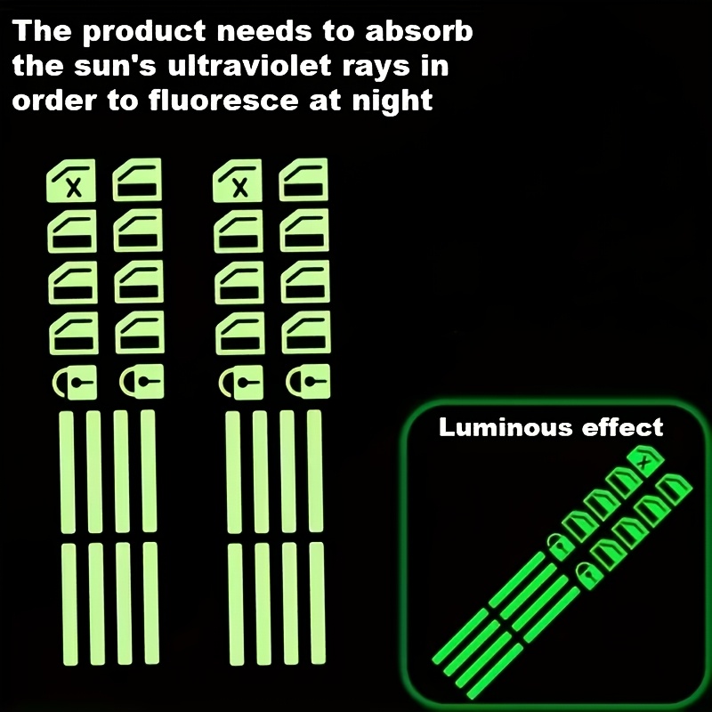 TEMU Pegatinas fluorescentes para botones de coche, decoración luminosa para botones de elevación de coche y calcomanías fluorescentes para el