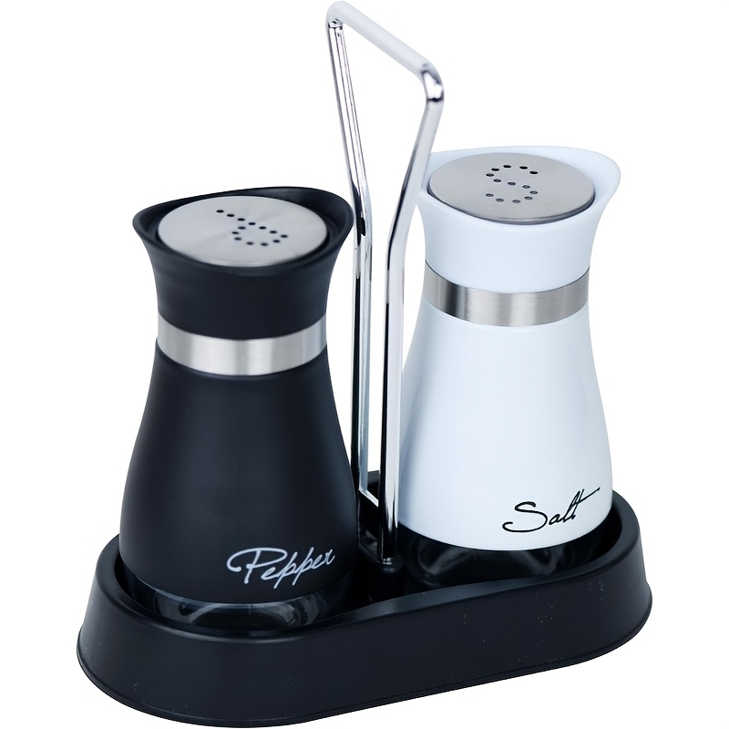 TEMU 2 Jars Of Salt And Pepper With Stand, Seasoning Bottles Of Salt And Pepper, For Outdoor Gifts, Christmas Gifts, And Kitchen Supplies