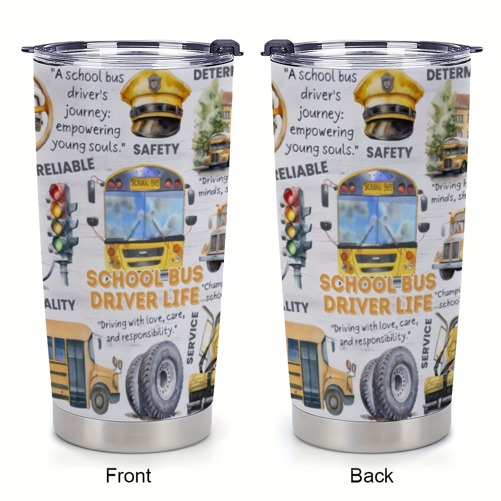 

1pc, School Bus Driver Life Tumbler With Lid And Straw, 20oz Stainless Steel Water Bottle, Insulated Water Cups, Summer Winter Drinkware, Outdoor Travel Accessories