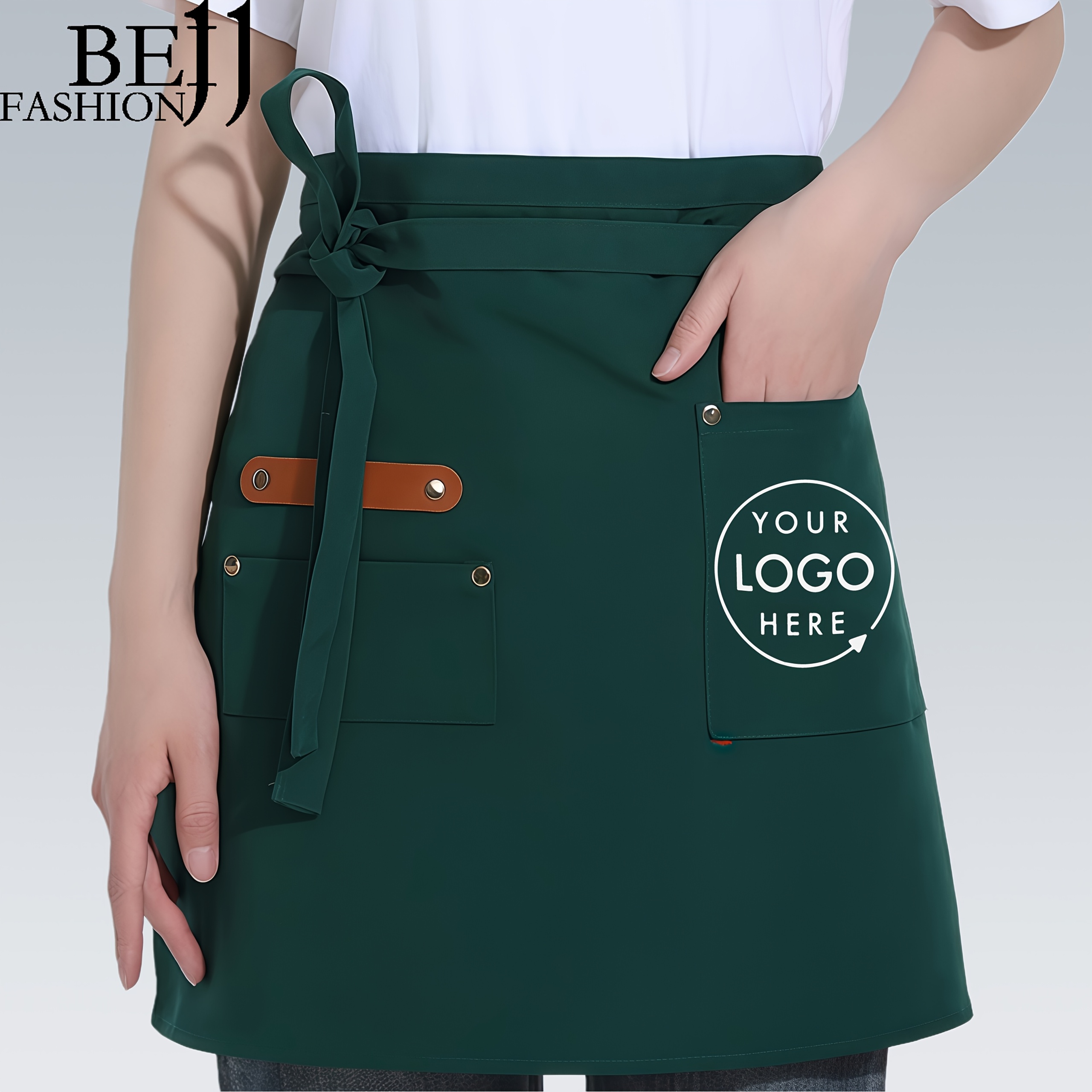 TEMU Women's Adjustable Apron With Waist & Bib - Compatible For Restaurants & Home Use, Professional & Cooking - Durable Aprons With Logo Patch