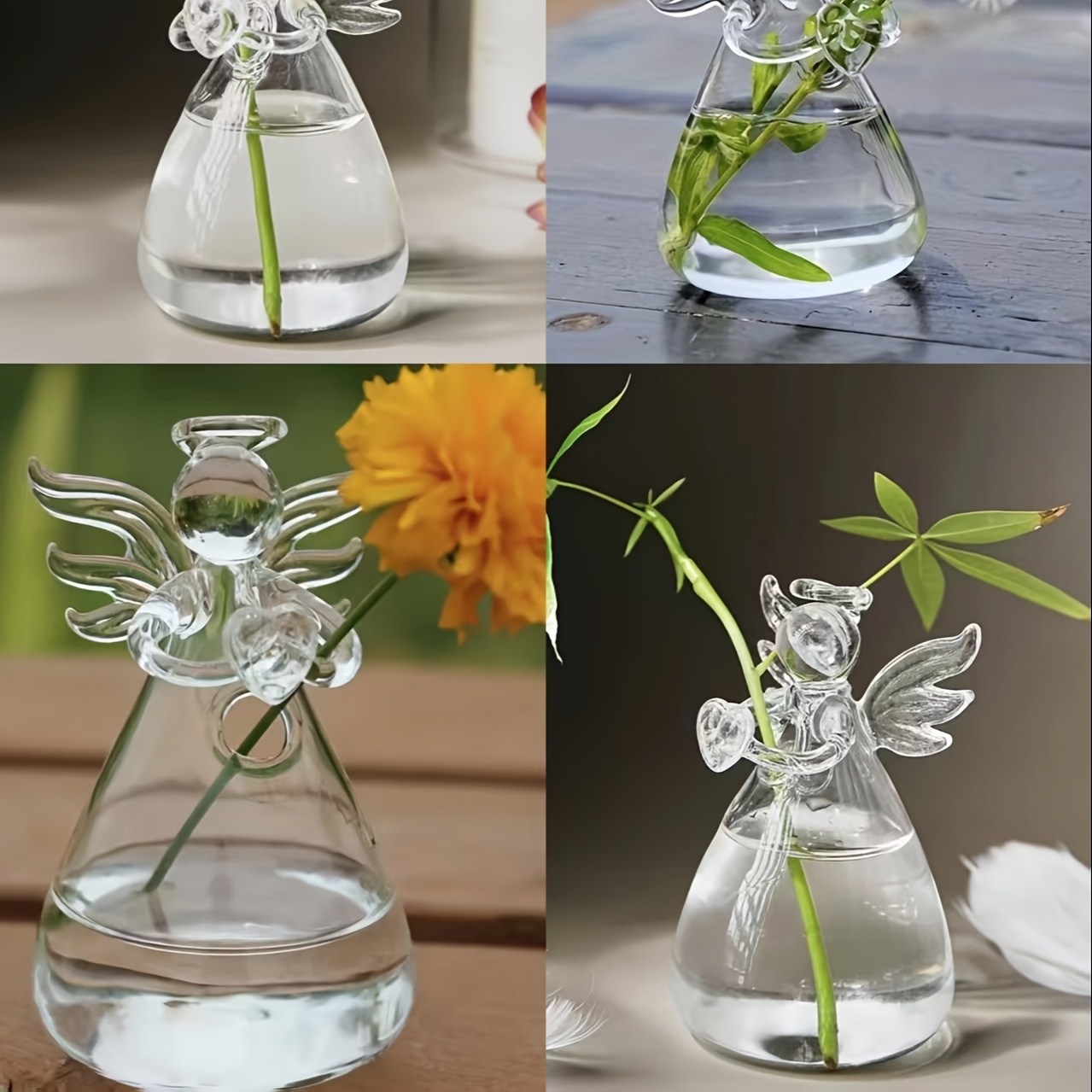 2/3/4 piezas de jarrones de vidrio con diseño de * | Recipientes  transparentes para plantas y flores, macetas colgantes de pedestal para  decoració, image size:1279x1279