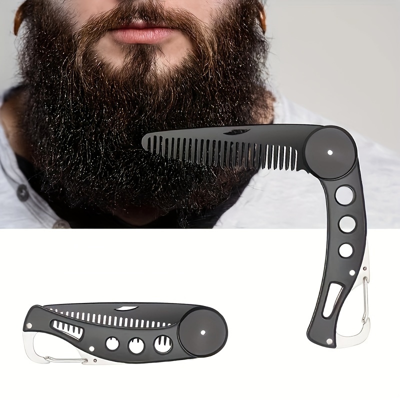 

1pc Stainless Steel Folding Beard Comb For Men - Perfect For Beard Grooming And Styling - Travel Essentials