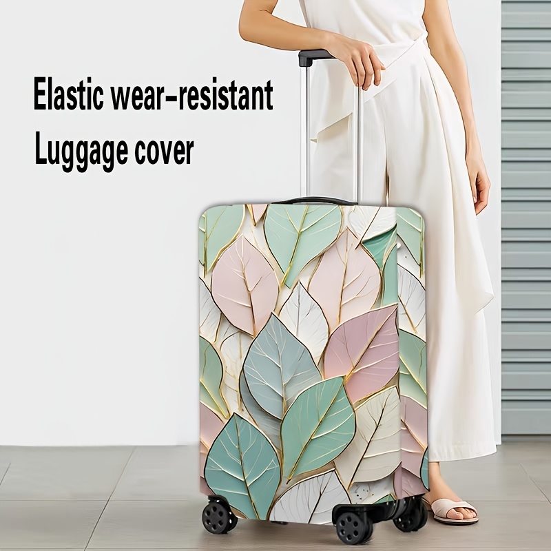 TEMU Reusable Suitcase Cover Compatible For Travel - Leaf Pattern Elastic Luggage, Scratch-resistant Nylon/ Dustproof Fits 45.72-81.28cm Suitcases,