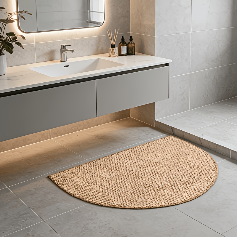 TEMU 1pc Alfombra semicircular de de para baño, antideslizante, resistente al y duradera, tapete para el piso, alfombra para interiores, regalo ideal