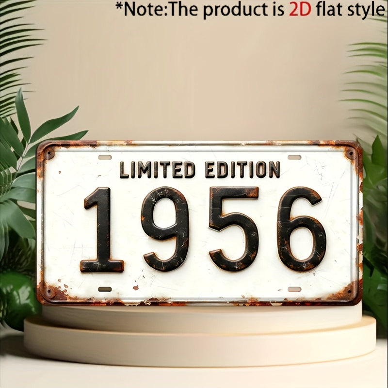 TEMU 2d Flat- For Decoration , 1pc, Vintage Edition 1956 Metal Decorative Plaque And Ornament, Country Style Wall Decor, Suitable For Men's Caves,