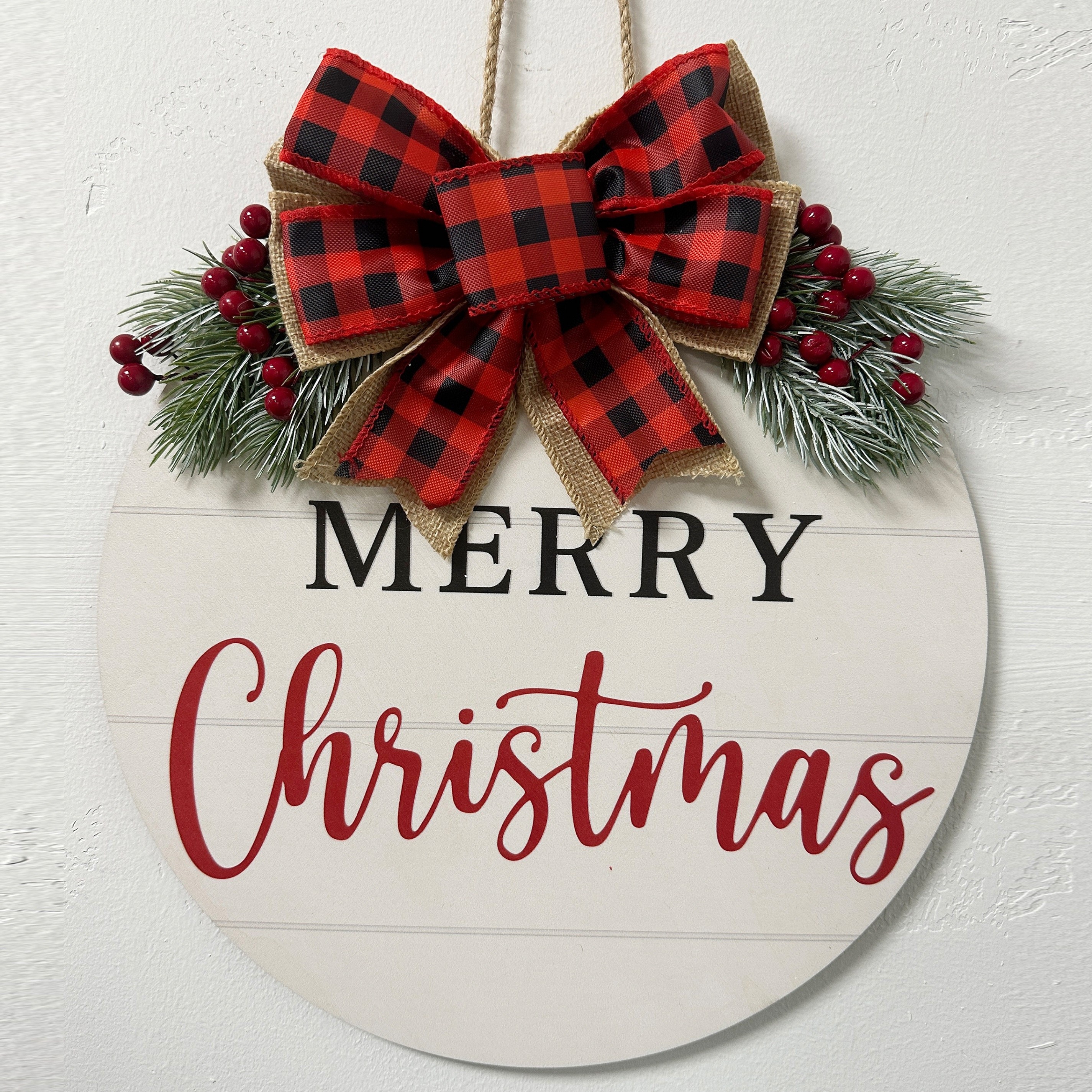 Image of 1pc, Christmas Wreaths, Artificial Braided Christmas Wreath, Front Door Decor, Outdoor Decor, Corridors Decor, Scene Decor, Home Decor, Christmas Decor Supplies, Festivals Decor Supplies