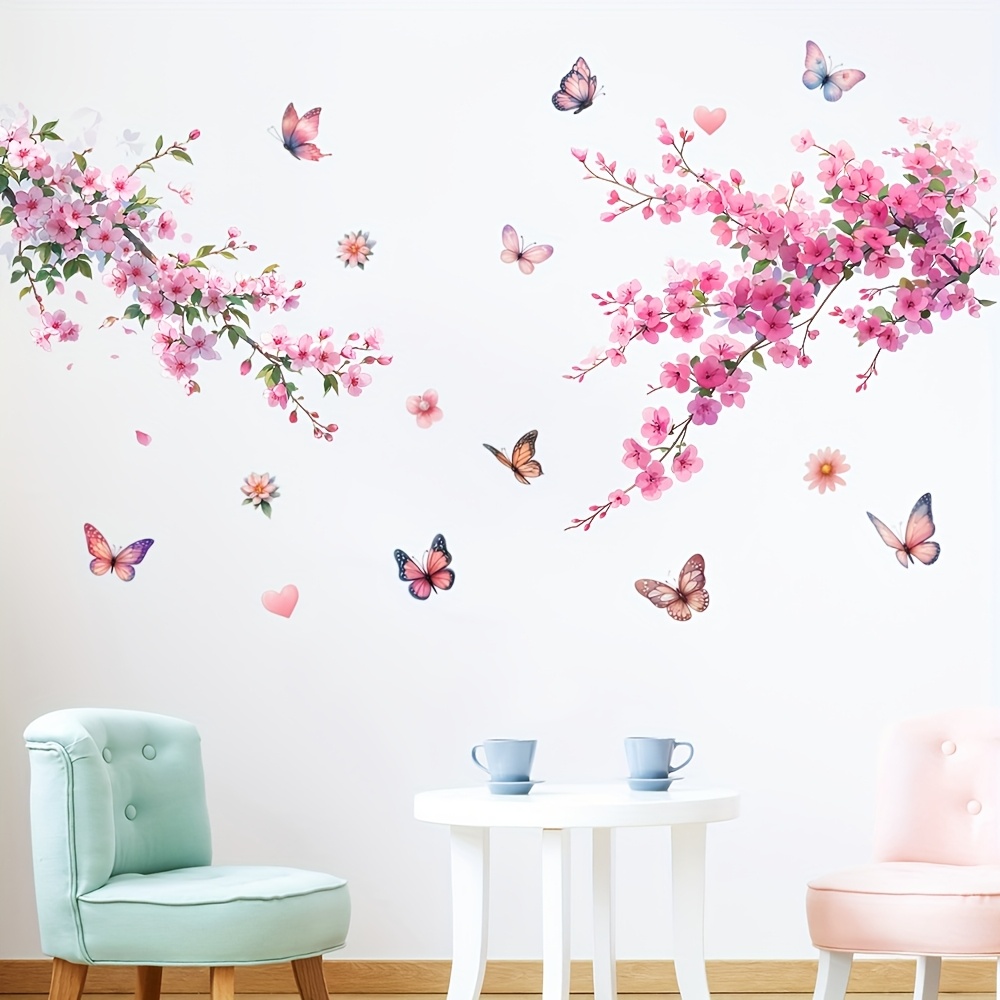 Image of Peach Wall Stickers, Living Room, Bedroom, Entrance Window Cabinet, Removable Self Adhesive Decorative Stickers