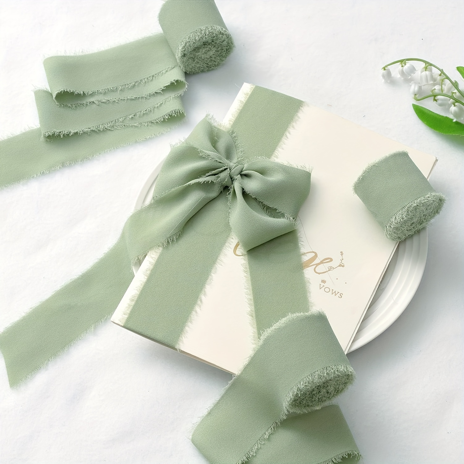 

Light Green Chiffon Ribbon 5 Yards, 3.8 Cm Wide Decorative Wrap For Bouquets And Gifts