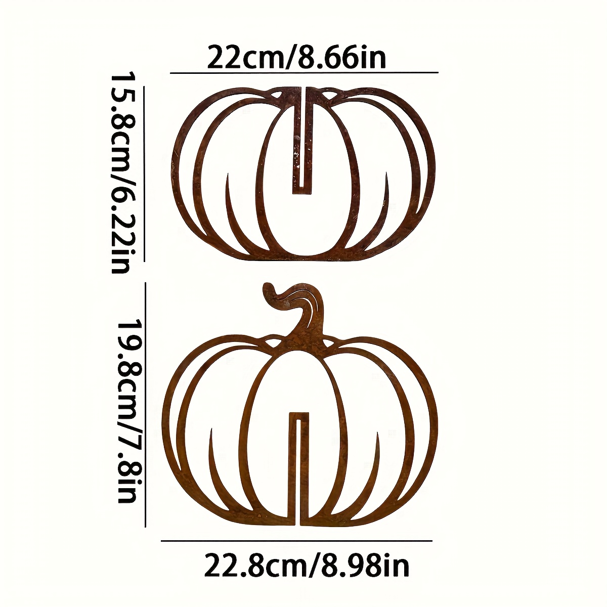 TEMU [2D Piatto] Ornamento a Zucca Autoportante Vintage in Acciaio Color Resistente alle Intemperie, a Zucca in Ferro Battuto Traforato , Decorazione