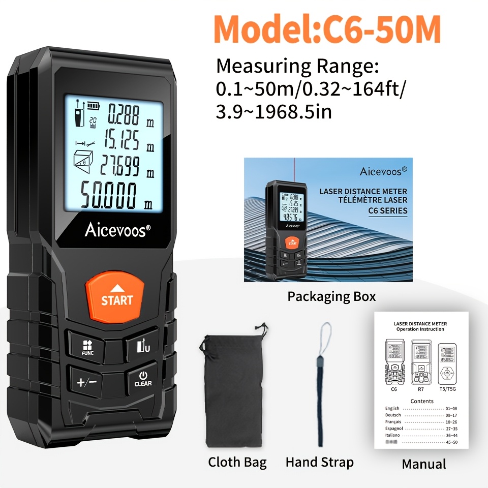 Image of High-precision Digital Laser Distance Meter, 50m/70m/100m/120m, Laser Rangefinder, Electronic Laser Tape Measure, Range Finder, Distance Measuring Device