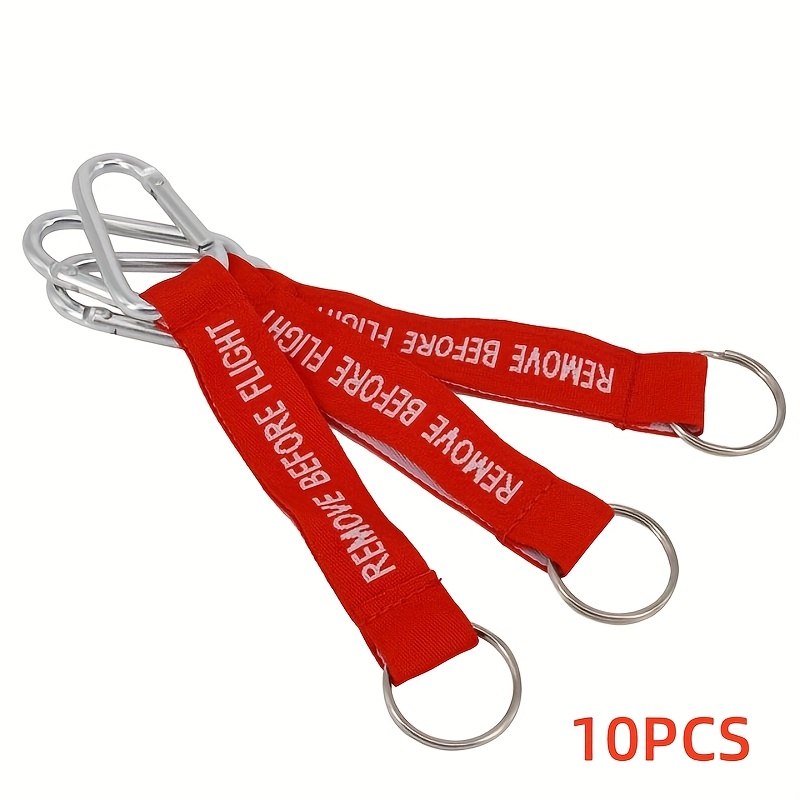 E-shop 10 Stück Silber/Rot " BEFORE FLIGHT" Schlüsselanhänger Stickerei Motorrad-Schlüsselring Charm Schlüsselanhänger Geschenkidee