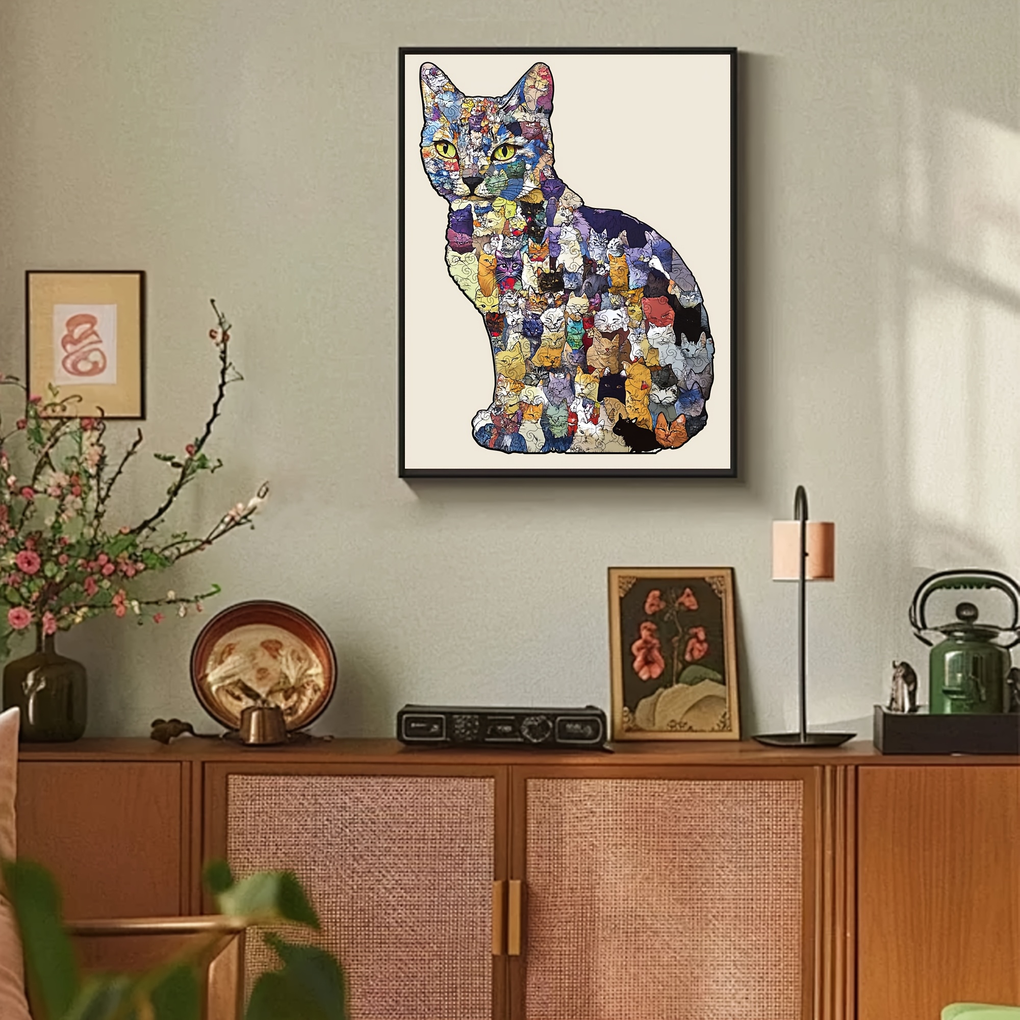 Puzzle In Legno 150 Pezzi Per Adulti - Motivo Gatto, 30x30 Cm, Forma Irregolare Con Sagome Di Animali, In Scatola Regalo Di Legno