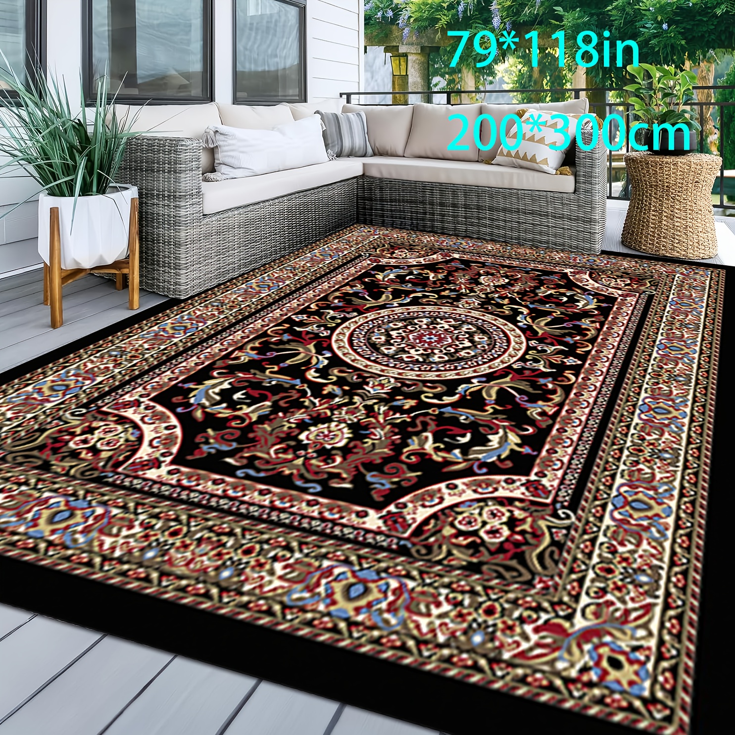 

Luxurious Persian Outdoor Rug - , 800gsm, Non-slip Backing, Machine Washable For Living Room, Bathroom, Kitchen, Bedroom