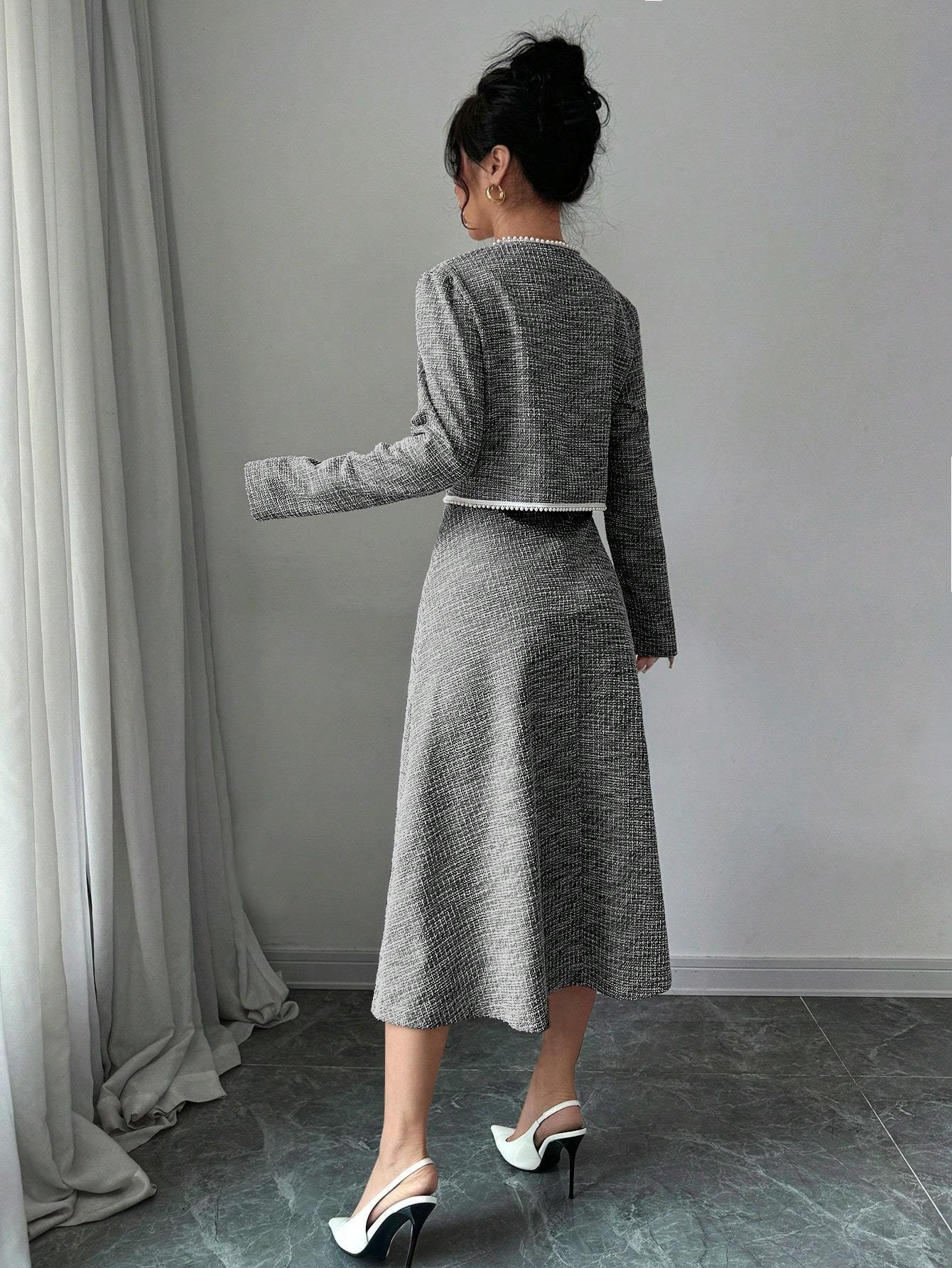 womens elegant pearl embellished short jacket bodycon dress - Temu Slovakia