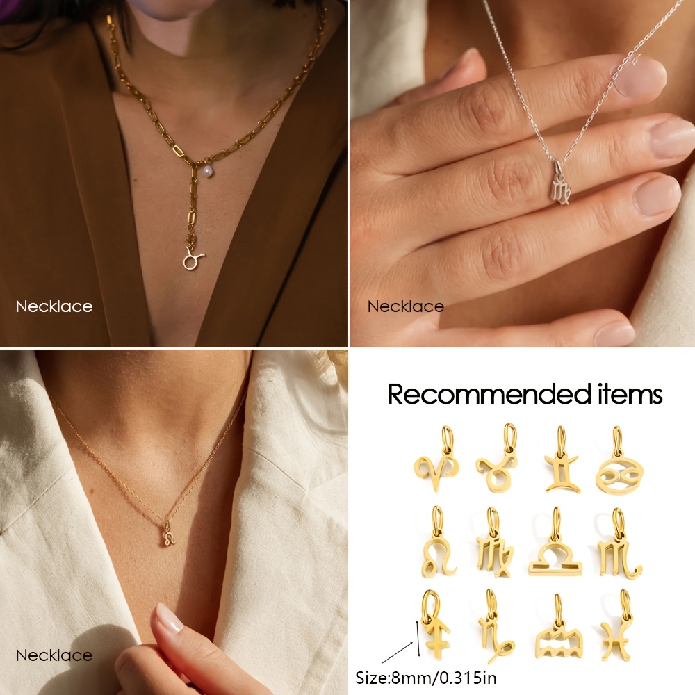 12pcs Stainless Steel Constellation Pendant Necklace Set