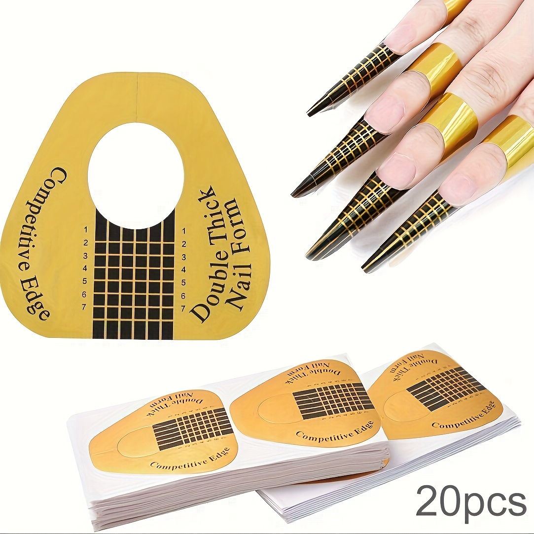 

20pcs Nail Art & Extension Kit: Horseshoe Shaped Forms, Rectangular Templates For Diy - Use