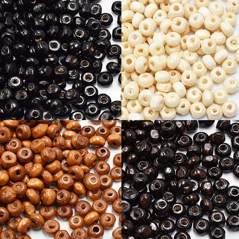 

500pcs Perles En Bois Naturel 4mm - Perles de Bricolage Pour Bracelets, , Accessoires de Fabrication de Bijoux