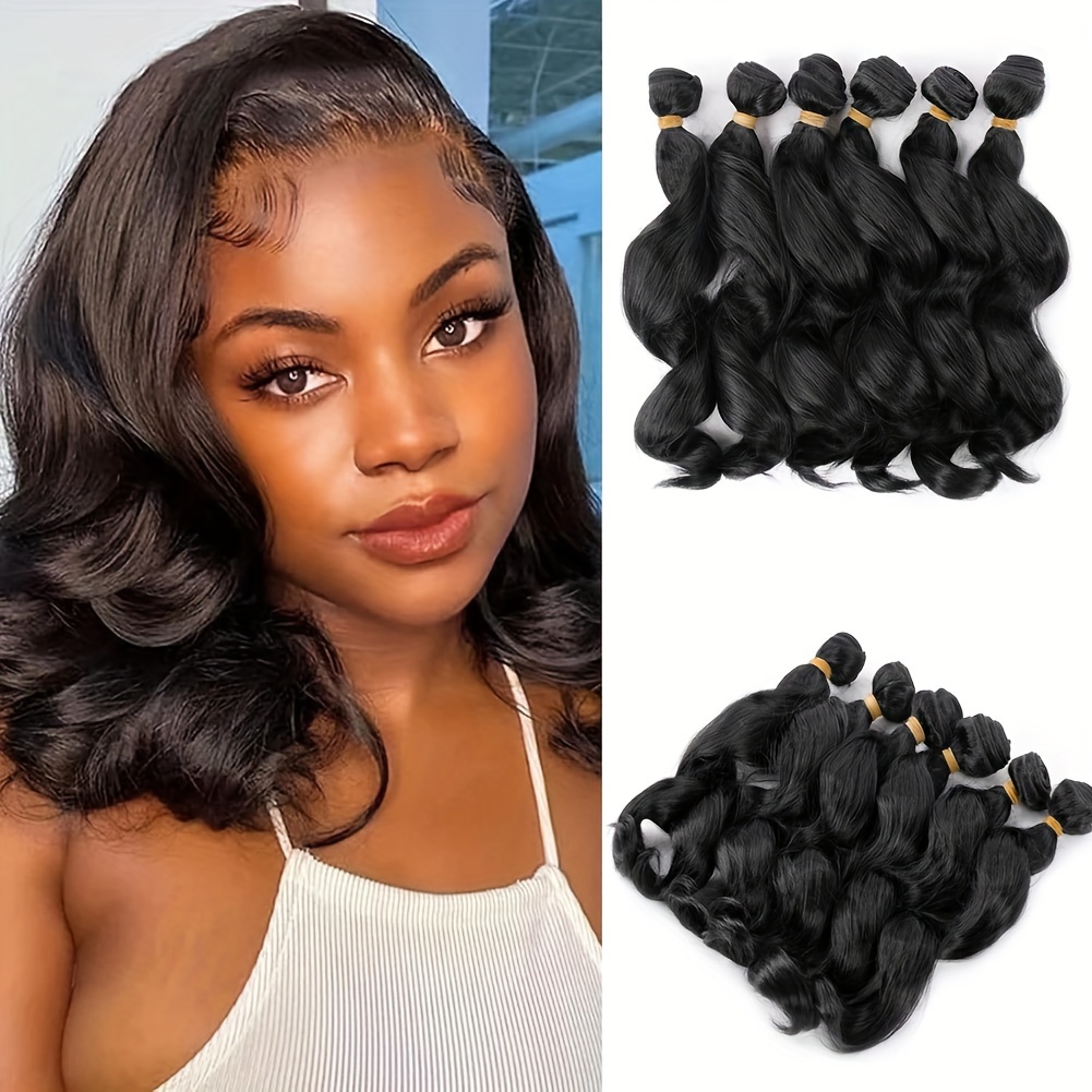 

6 Bundles Of Luxurious Double Hair Weaving Extensions - Bundles - Soft, 14inch, Loose Wave, Hair Extensions For Women Look And