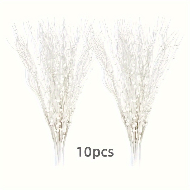 TEMU 10 Pieces Of Festive Shimmering Christmas Branches With Glitter Berries - 43cm Long, Perfect For Home, Wedding, Or Party Decorations - Artificial And Durable