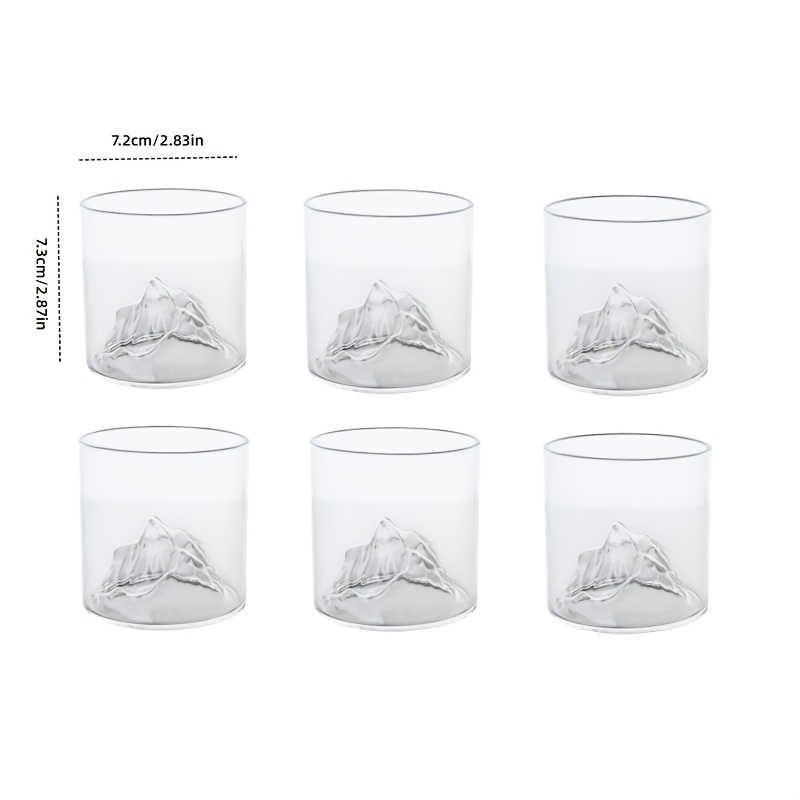 TEMU Set da 6 tazze da caff癡 creative in vetro, tazze vintage trasparenti con vista , bicchieri in vetro per latte e , bicchieri per vino, cocktail e